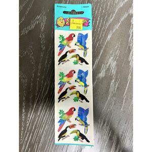 Sandylion Prismatic Tropical Birds Parrot Toucan Vintage 1990’s 1 Sheet Sealed
